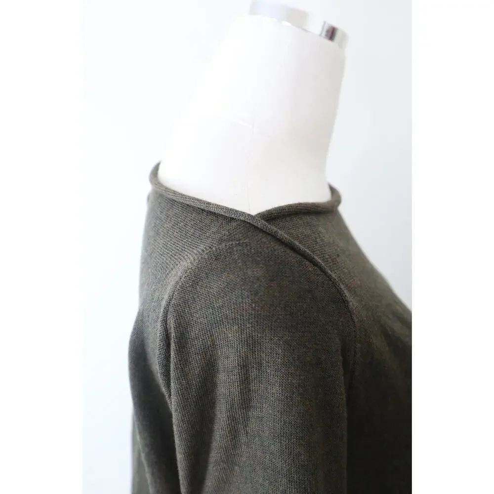 Hannes Roether Size M Merino Wool A-Line Sweater Tunic Pockets Green
